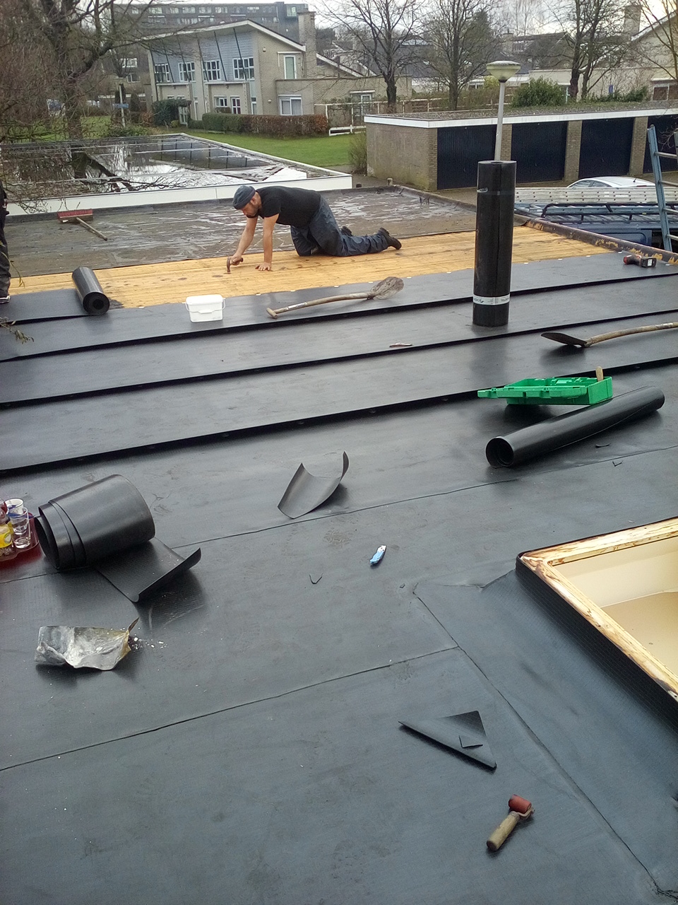 Bitumen dakbedekking voorbeeld met leisteen-look (shingles/bitumen)